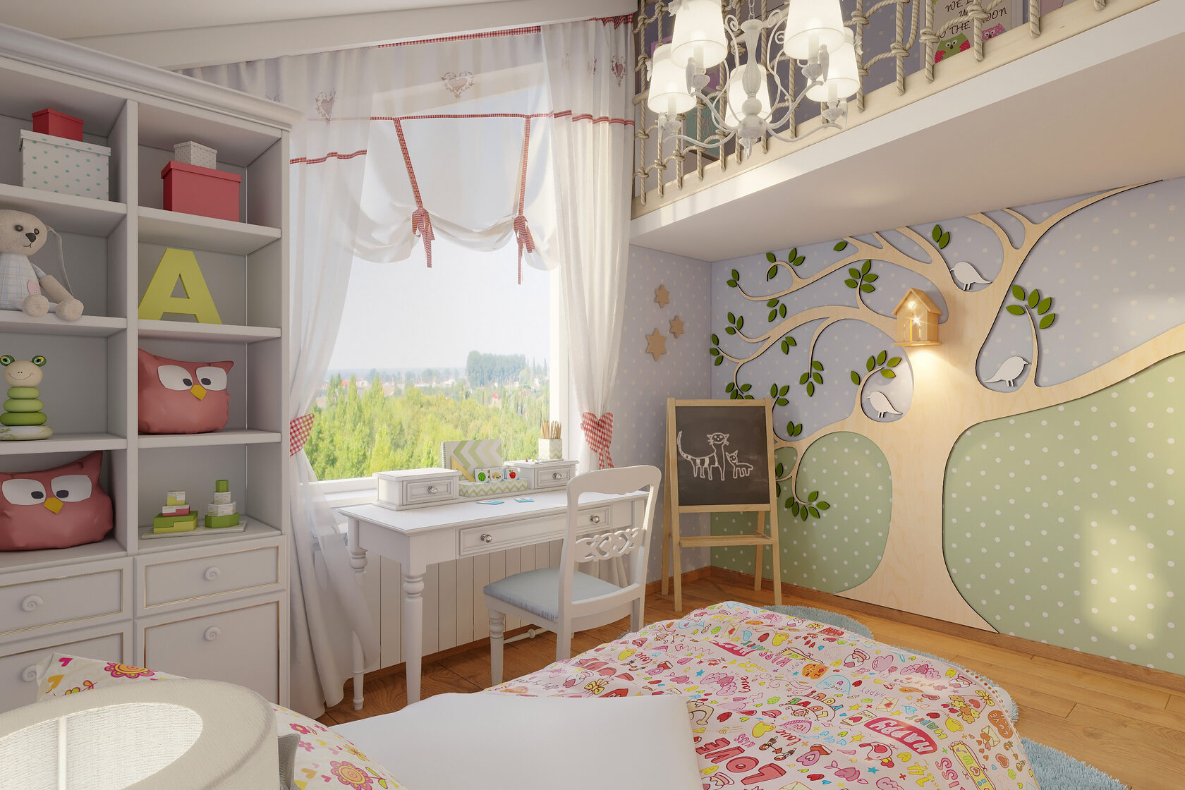 Совет дизайнера как обустроить угловую детскую с двумя окнами