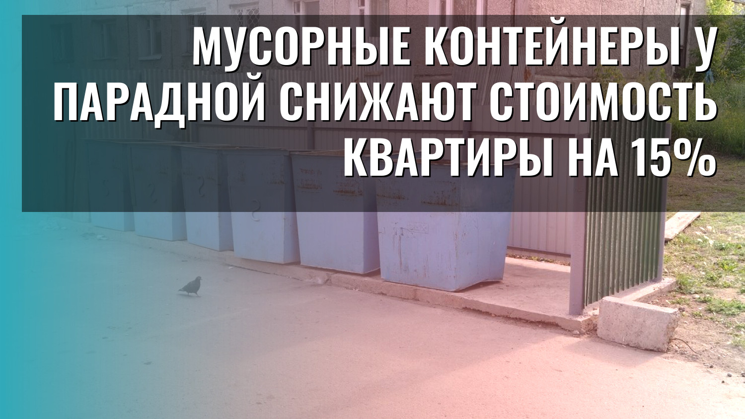 Мусорные контейнеры у парадной снижают стоимость квартиры на 15%